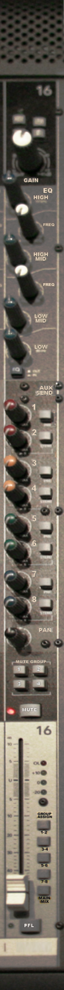 A single audio mixer channel strip.